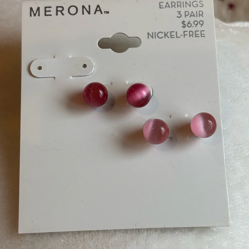 Merona Pink and Red Earrings Set